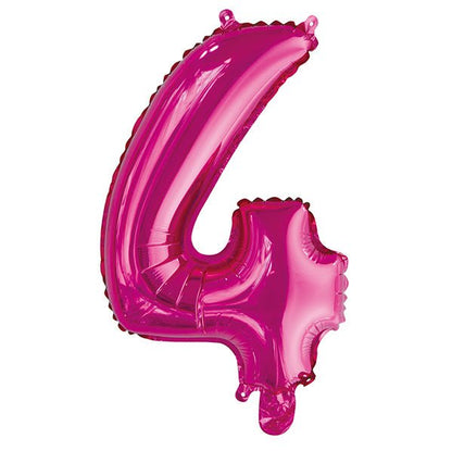 Hot Pink "4" Numeral Foil Balloon (35cm) - The Party Marketplace