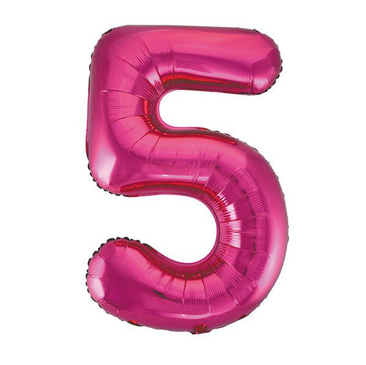 Hot Pink "5" Numeral Foil Balloon (86cm) - The Party Marketplace