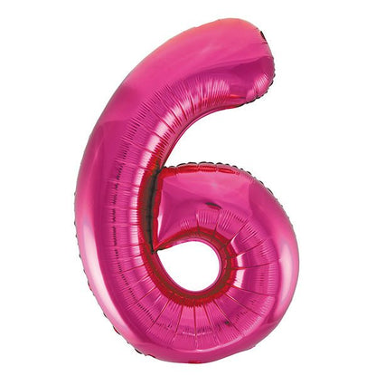Hot Pink "6" Numeral Foil Balloon (86cm) - The Party Marketplace