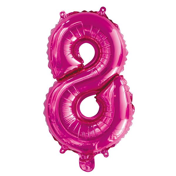 Hot Pink "8" Numeral Foil Balloon (35cm) - The Party Marketplace