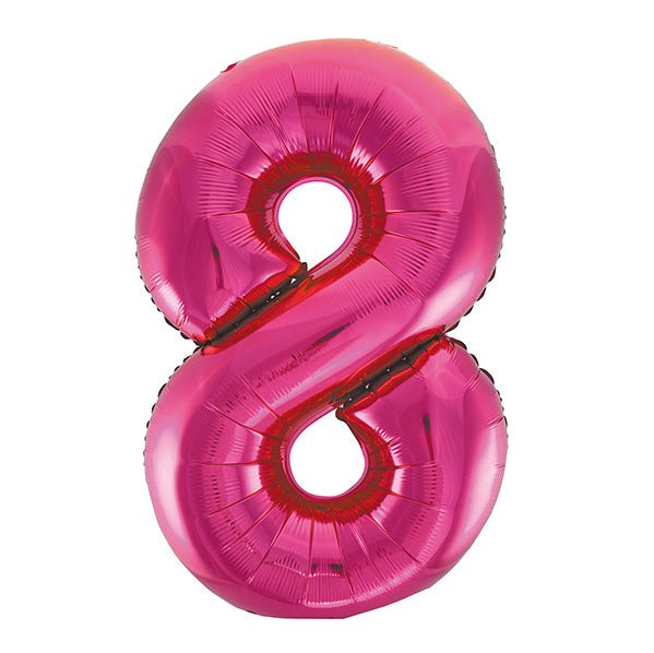 Hot Pink "8" Numeral Foil Balloon (86cm) - The Party Marketplace