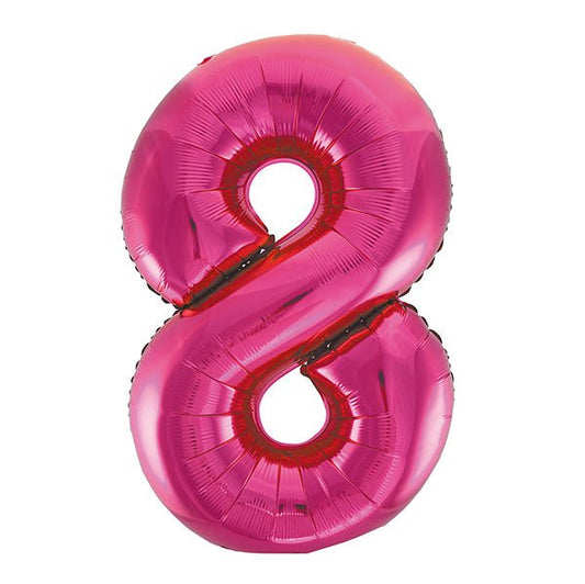 Hot Pink "8" Numeral Foil Balloon (86cm) - The Party Marketplace