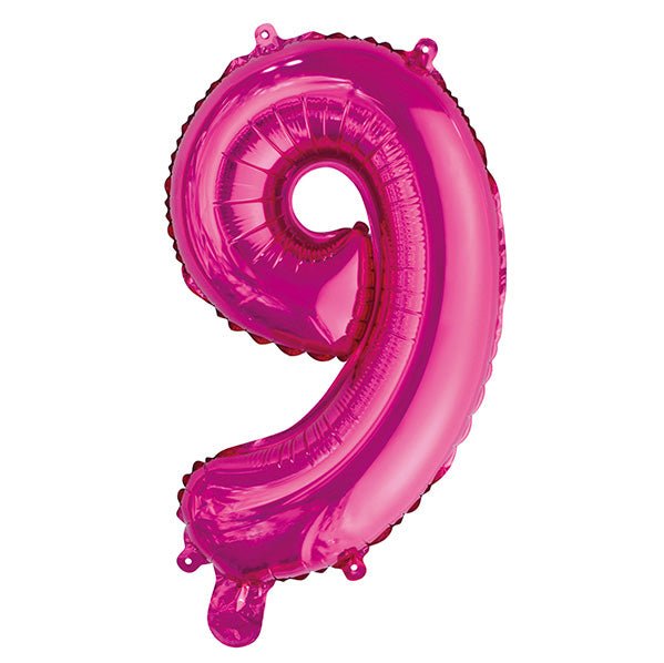 Hot Pink "9" Numeral Foil Balloon (35cm) - The Party Marketplace