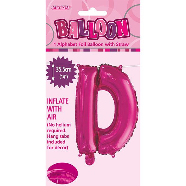 Hot Pink "D" Letter Foil Balloon (35cm) - The Party Marketplace