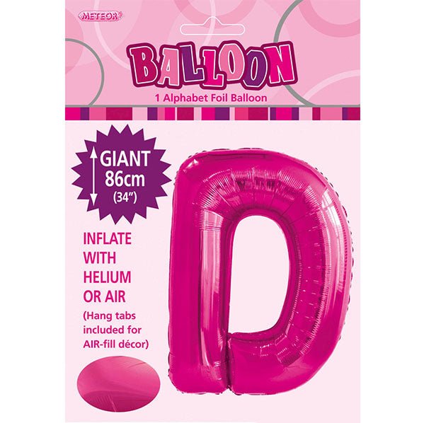 Hot Pink "D" Letter Foil Balloon (86cm) - The Party Marketplace