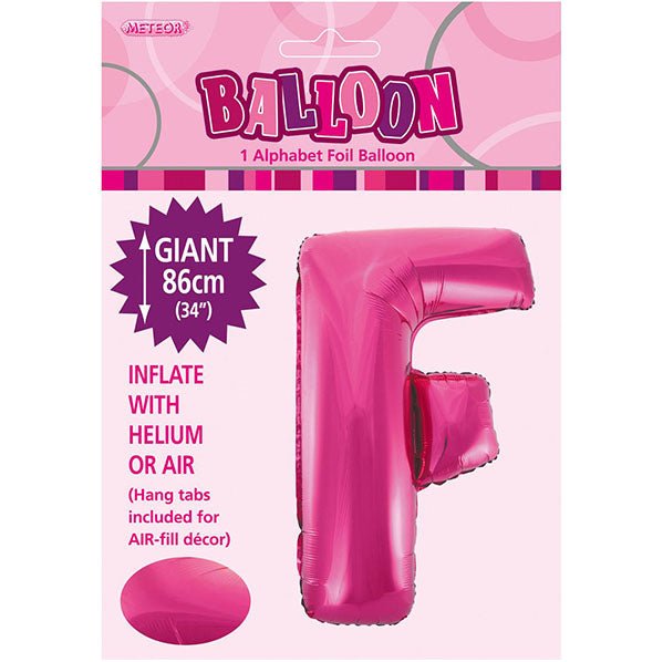 Hot Pink "F" Letter Foil Balloon (86cm) - The Party Marketplace