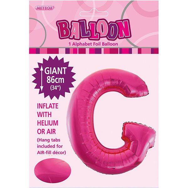 Hot Pink "G" Letter Foil Balloon (86cm) - The Party Marketplace