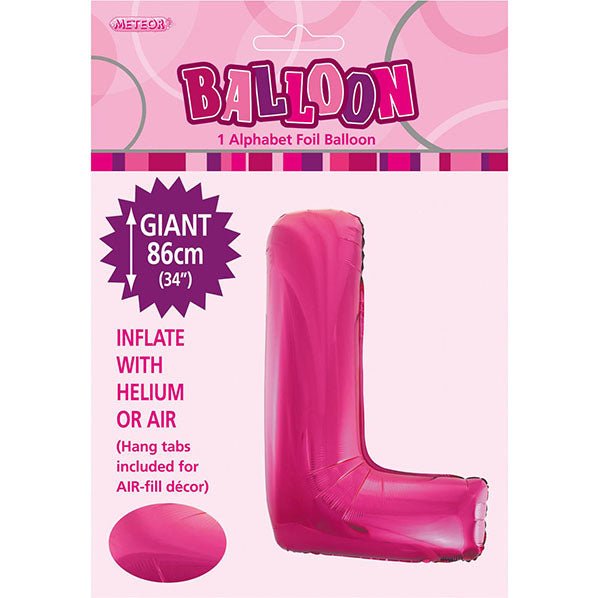 Hot Pink "L" Letter Foil Balloon (86cm) - The Party Marketplace