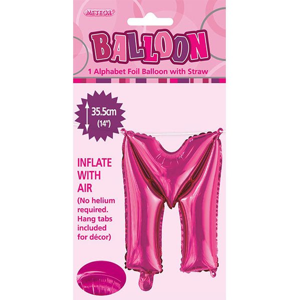 Hot Pink "M" Letter Foil Balloon (35cm) - The Party Marketplace