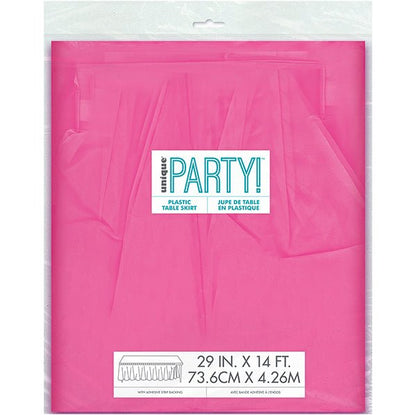 Hot Pink Plastic Tableskirt 73cm x 4.3m - The Party Marketplace