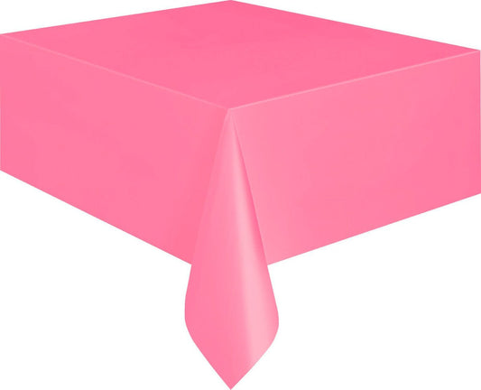 Hot Pink Rectangular Plastic Tablecover 137cm x 274cm - The Party Marketplace