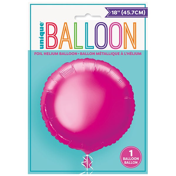 Hot Pink Round Foil Balloon 45cm - The Party Marketplace