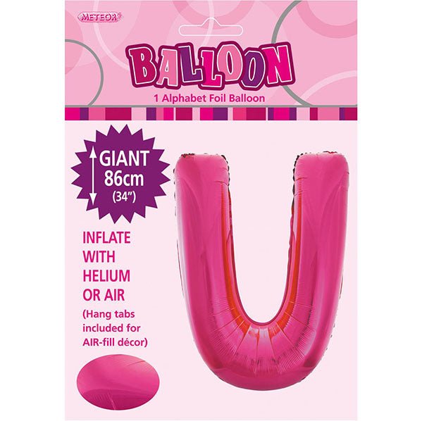 Hot Pink "U" Letter Foil Balloon (86cm) - The Party Marketplace