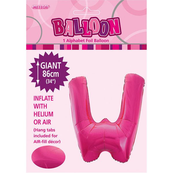 Hot Pink "W" Letter Foil Balloon (86cm) - The Party Marketplace