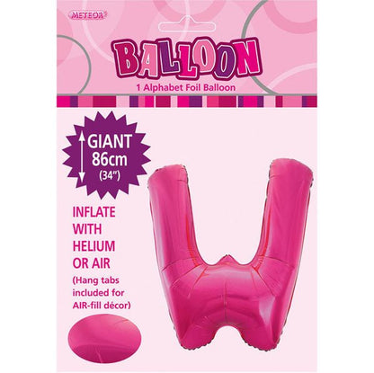 Hot Pink "W" Letter Foil Balloon (86cm) - The Party Marketplace