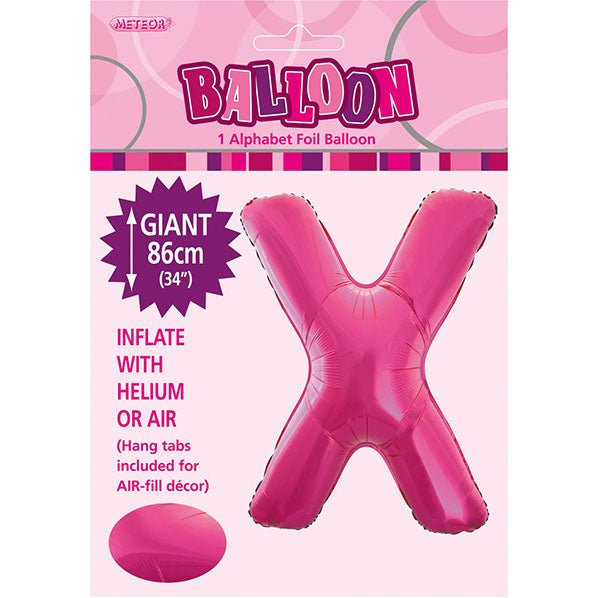 Hot Pink "X" Letter Foil Balloon (86cm) - The Party Marketplace