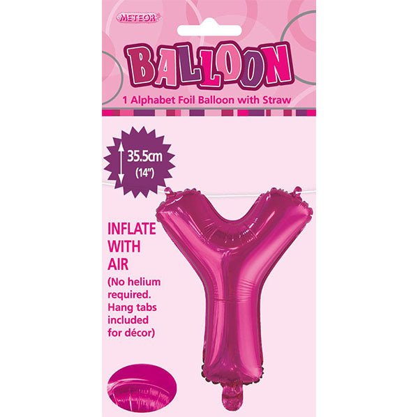 Hot Pink "Y" Letter Foil Balloon (35cm) - The Party Marketplace