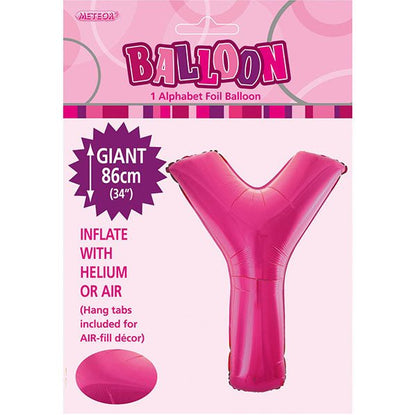 Hot Pink "Y" Letter Foil Balloon (86cm) - The Party Marketplace