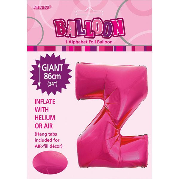 Hot Pink "Z" Letter Foil Balloon (86cm) - The Party Marketplace