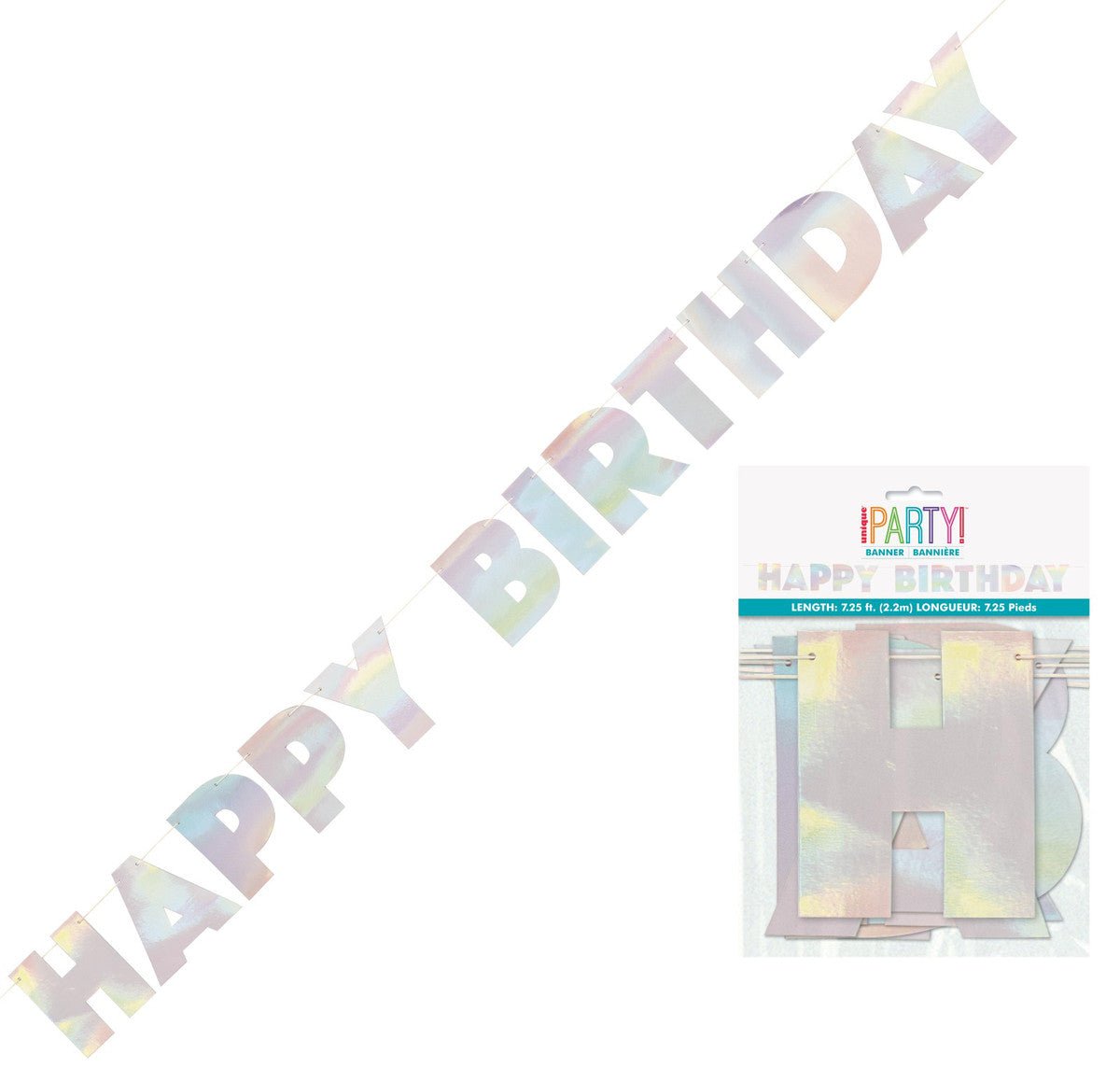 Iridescent Foil "Happy Birthday" Banner - 2.2m - The Party Marketplace