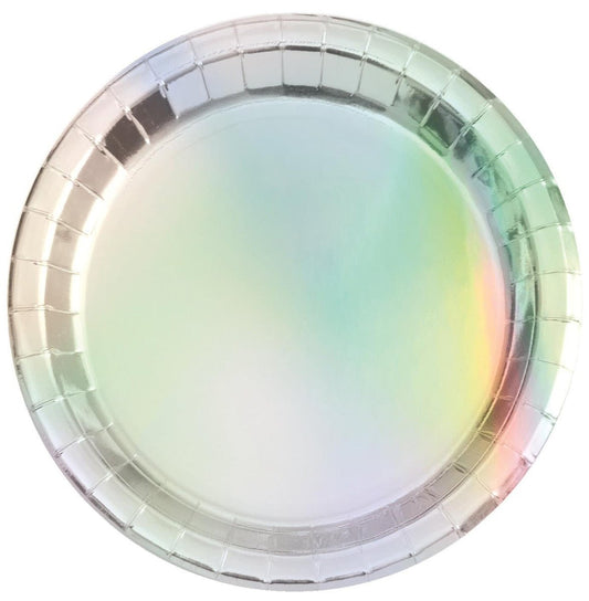 Iridescent Foil Round Paper Plates 23cm (Pack of 8) - The Party Marketplace