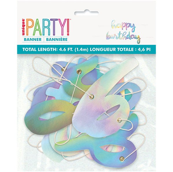 Iridescent Foil Script "Happy Birthday" Jointed Banner - 1.4m - The Party Marketplace