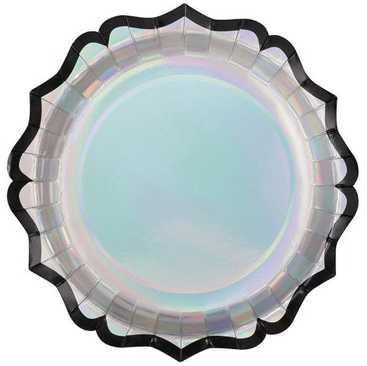 Iridescent Hauntings Scalloped Edge Foil Stamped Paper Plates 21cm (Pack of 8) - The Party Marketplace