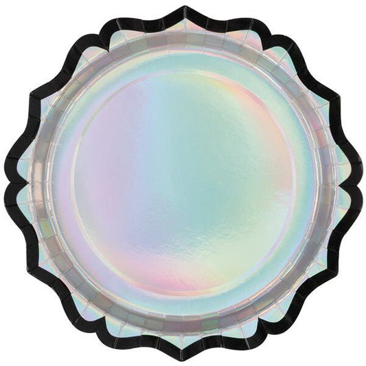 Iridescent Hauntings Scalloped Edge Foil Stamped Paper Plates 23cm (Pack of 8) - The Party Marketplace