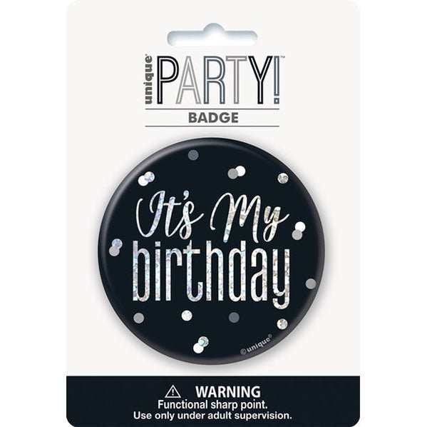 "It's My Birthday" Badge - Glitz Black - The Party Marketplace