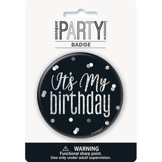 "It's My Birthday" Badge - Glitz Black - The Party Marketplace