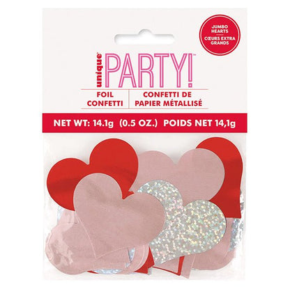 Jumbo Hearts Foil Confetti - Red, Rose Gold & Iridescent (14g) - The Party Marketplace