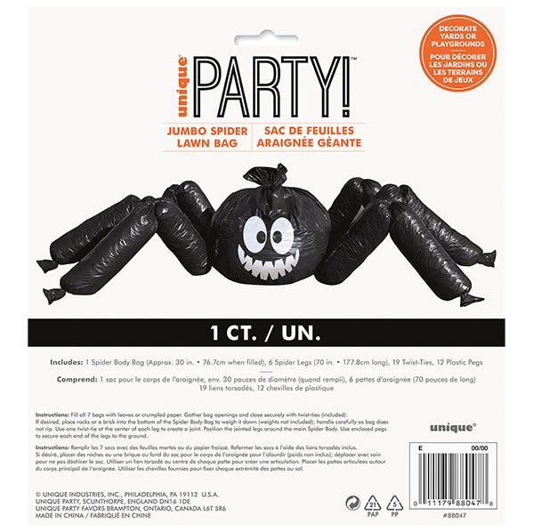 Jumbo Spider Halloween Lawn Bag - The Party Marketplace