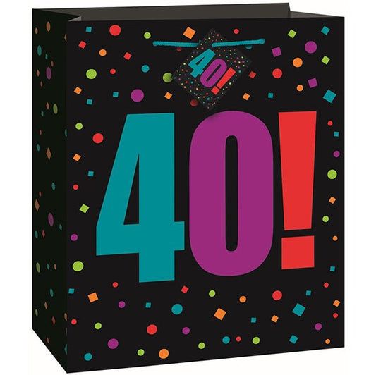 Large Gift Bag - Birthday Cheer "40" - The Party Marketplace
