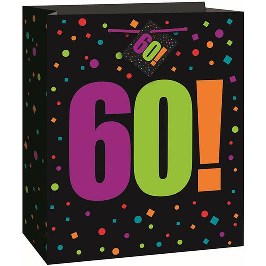 Large Gift Bag - Birthday Cheer "60" - The Party Marketplace