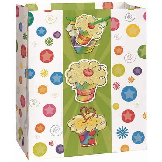 Large Gift Bag - Glitter Cupcake Cutout - The Party Marketplace