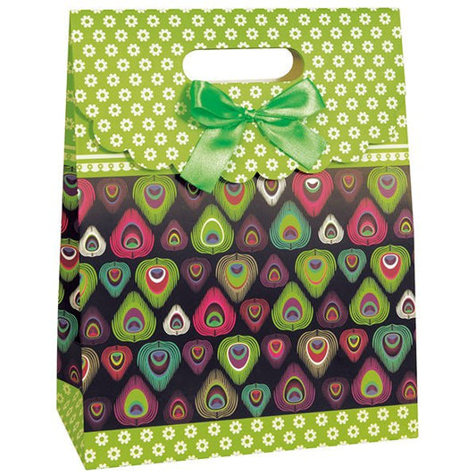 Large Gift Bag - Lime Peacock Purse - The Party Marketplace