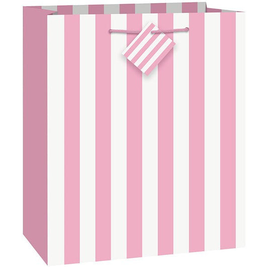 Large Gift Bag - Lovely Pink Stripes - The Party Marketplace