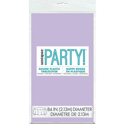 Lavender Round Plastic Tablecover 213cm - The Party Marketplace