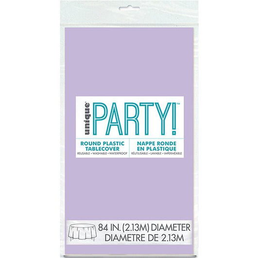 Lavender Round Plastic Tablecover 213cm - The Party Marketplace
