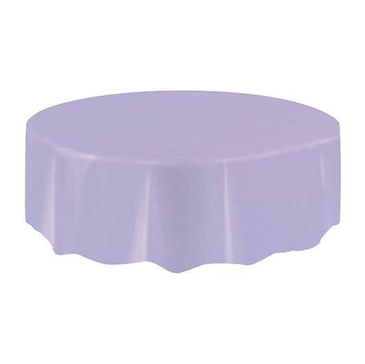Lavender Round Plastic Tablecover 213cm - The Party Marketplace