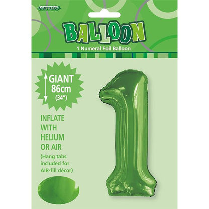 Lime Green "1" Numeral Foil Balloon (86cm) - The Party Marketplace