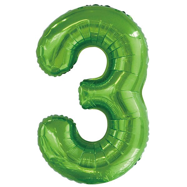 Lime Green "3" Numeral Foil Balloon (86cm) - The Party Marketplace
