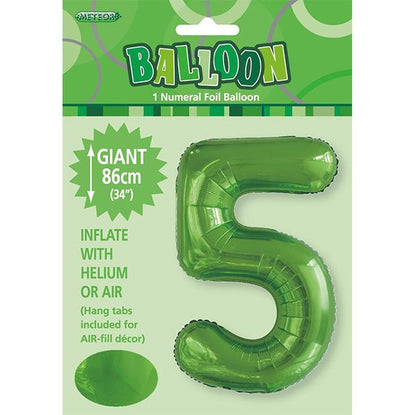 Lime Green "5" Numeral Foil Balloon (86cm) - The Party Marketplace