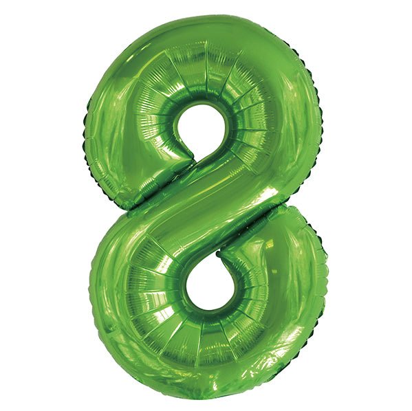 Lime Green "8" Numeral Foil Balloon (86cm) - The Party Marketplace
