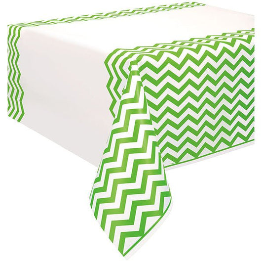 Lime Green Chevron Printed Tablecover 137cm x 274cm - The Party Marketplace