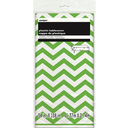 Lime Green Chevron Printed Tablecover 137cm x 274cm - The Party Marketplace