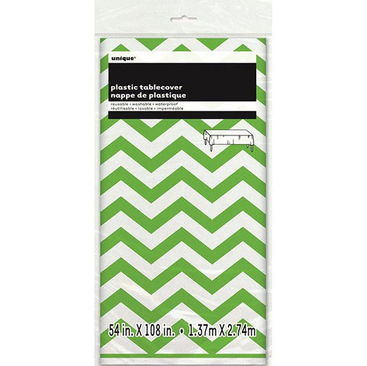Lime Green Chevron Printed Tablecover 137cm x 274cm - The Party Marketplace