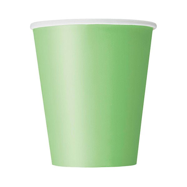 Lime Green Paper Cups 270ml (Pack of 8) - The Party Marketplace