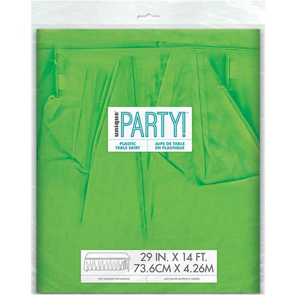 Lime Green Plastic Tableskirt 73cm x 4.3m - The Party Marketplace
