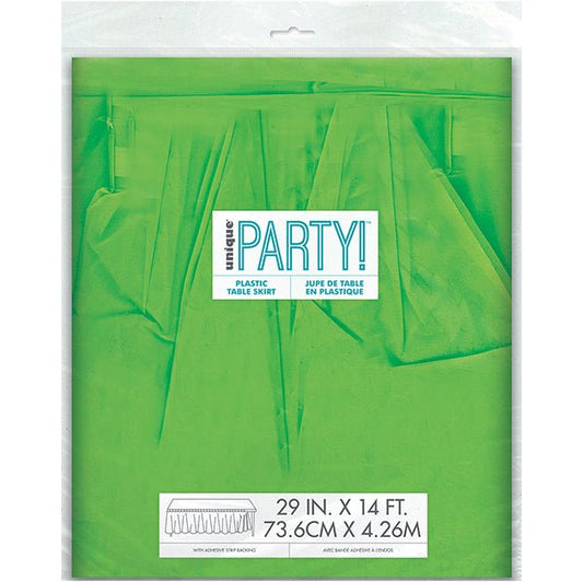 Lime Green Plastic Tableskirt 73cm x 4.3m - The Party Marketplace